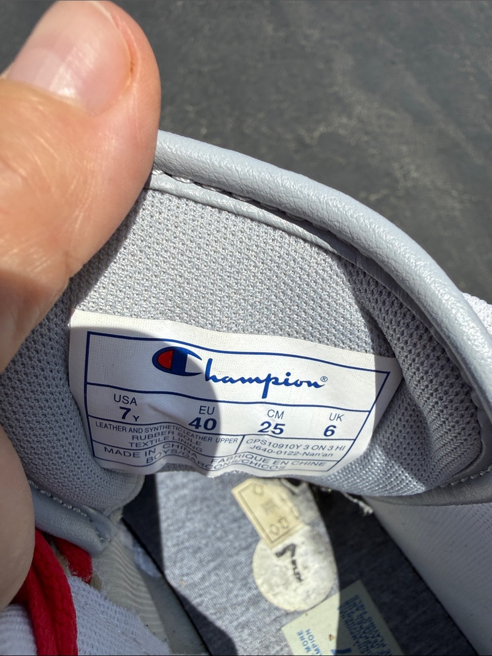 Champion Light Gray Athletic Shoes with Red Detail